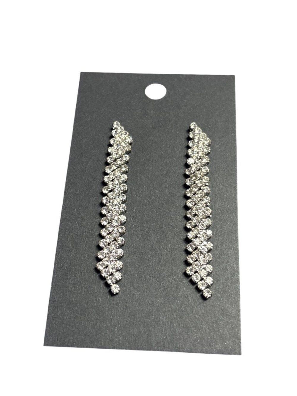 Vintage Clear Rhinestone Dangle Earrings 2 inches